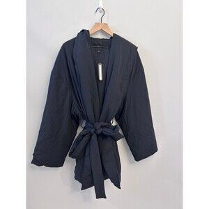 NWT Nike Skims woven nylon  Hooded wrap coat 2X obsidian Authentic